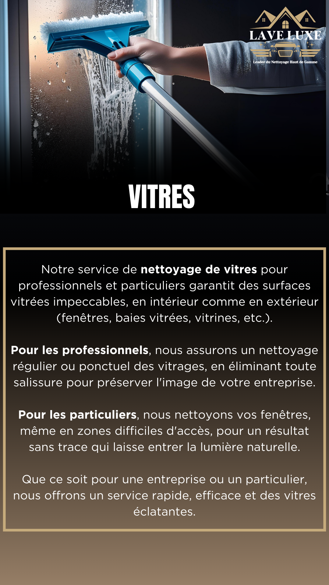 Nettoyage de vitres professionnel avec LAVE LUXE